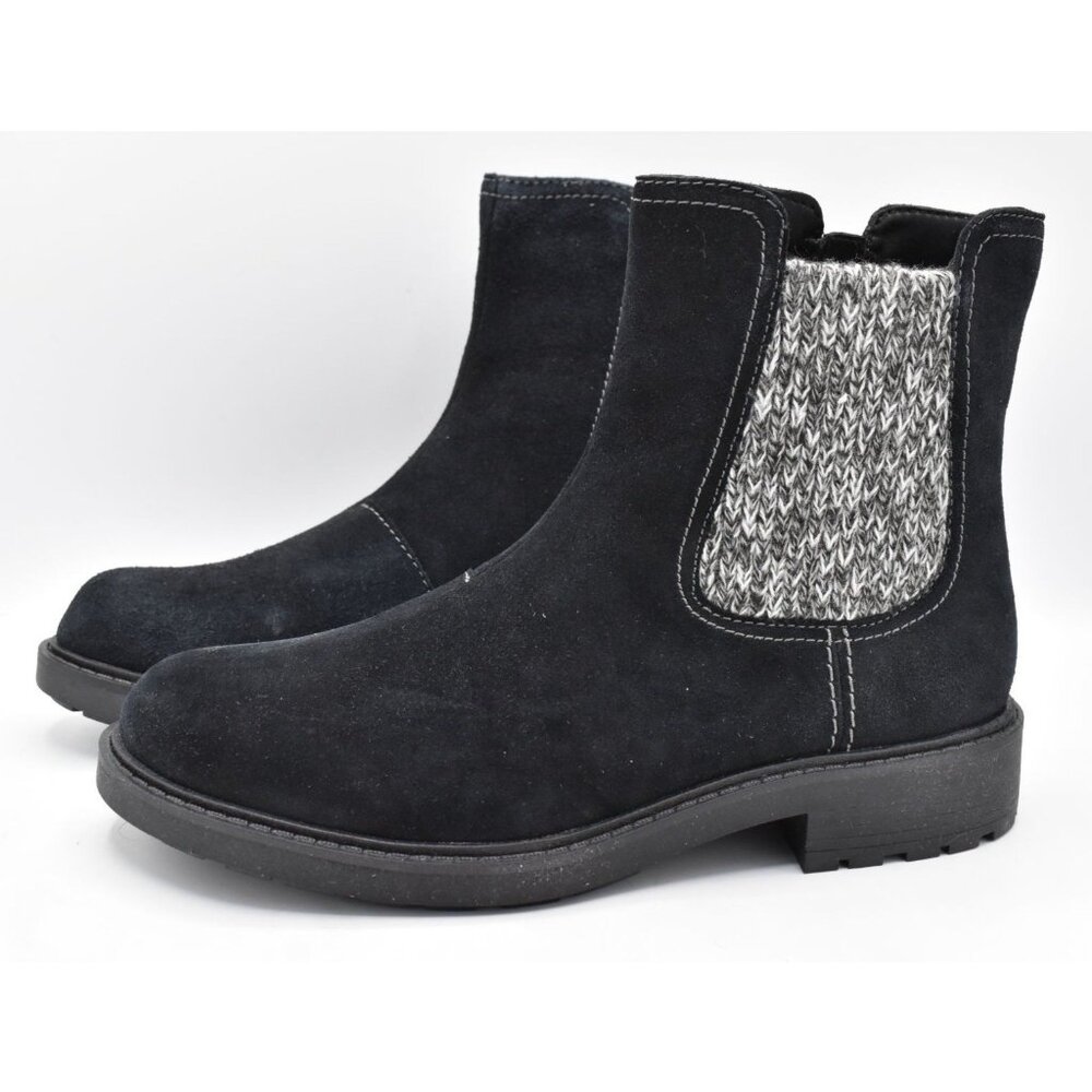 Clarks Womens Size 9 Opal Sky Black Suede Zip Chelsea Boots Shoes